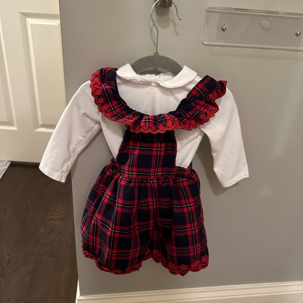 Janie & Jack BABY PLAID RUFFLE JUMPER DRESS Size 6-12 months